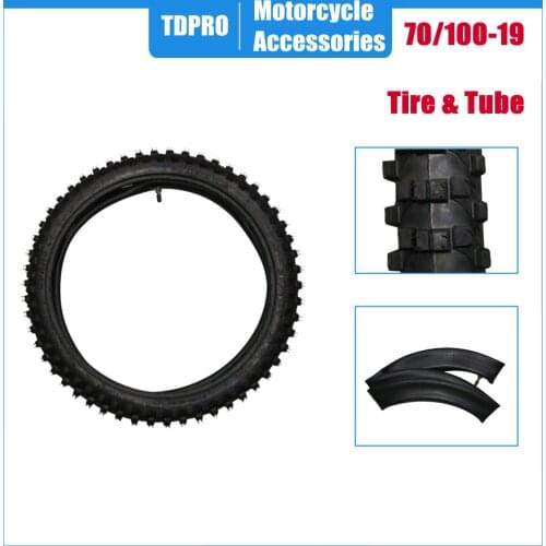 TDPRO 70/100-19" Set Motorcycle Tire Tyre+Inner Tube 2.50-19 Incn Nylon Front Knobby Tyres For Dirt Pit Bike Motocross Off Road