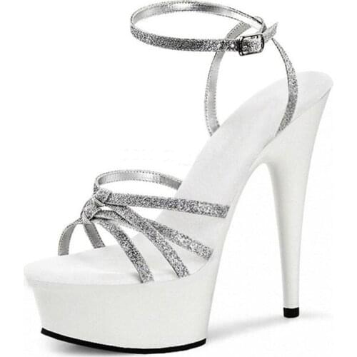 Womens shoes sexy fun shoes 15cm stiletto sandals black strap high heels 6 inch women platform shoes