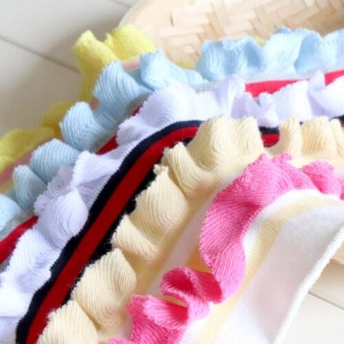 Stretchy Cotton ribs yarn-dyed Sleeve neckline hem stretch lotus lace fabric for sweather