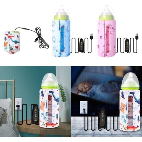USB Baby Bottle Warmer Portable Travel Milk Warmer Infant Feeding Bottle Heated Cover Insulation Thermostat Food Heater
