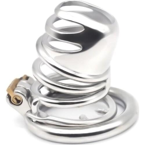 Chastity Device Cucurbit Head Anti-Derailment Abstinence Penis Lock Cage Ring Chastity Lock Sex Toys for Men G7-249C