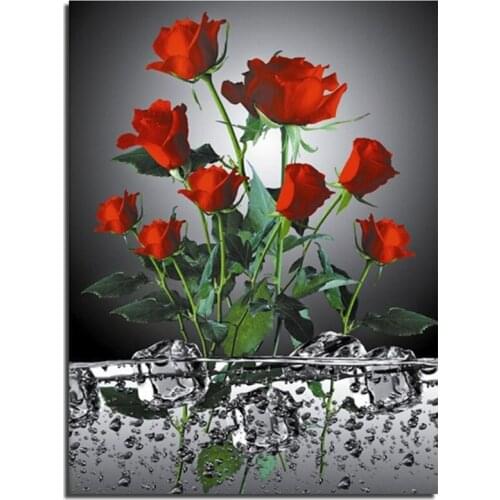 Needlework Rose DIY Diamond Embroidery Mosaic Painting Square Drill Full Rhinestone Drawing Fashion Decoration 30X40cm