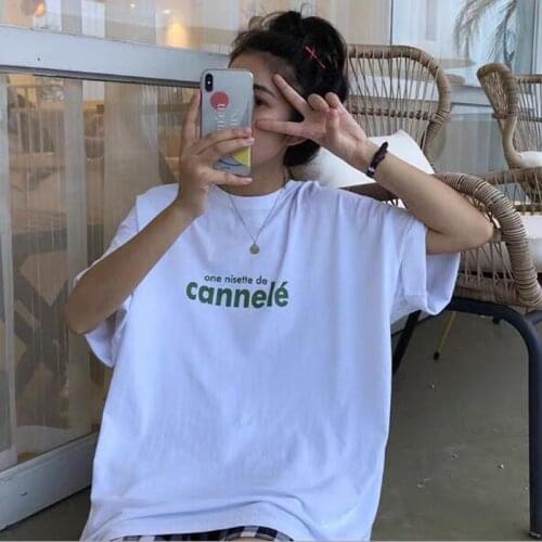 New Fashion Women T shirt Korean Style Letters Print Short Sleeve O Neck Woman Tshirt Cotton Spandex Female T-shirt