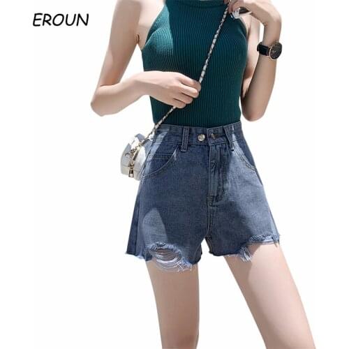 Denim Shorts For Women Jeans For womens Short Trend 2020 Summer Sweet Ins New High Waist Raw Edge Wide Leg Ladies Shorts