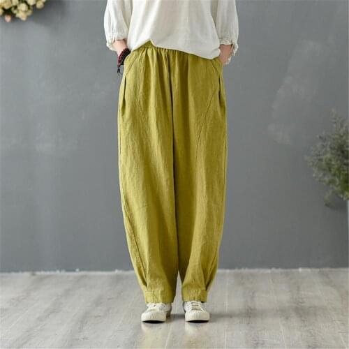 Shanghai Story 2020 Womens Linen Ankle Pants Capris Cropped Tapered Trousers with Pockets