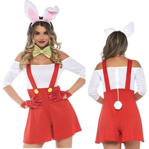 Ladies Cosplay Costume Bunny Girl Suits Sexy Cut Rabbit Cosplay Party Costumes Halloween Role Play Bunny Overalls Costumes Women