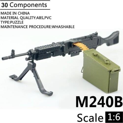 1:6 M240B Machine Gun 1/6 4D Assemble Gun Model For 12" Soldier Toy