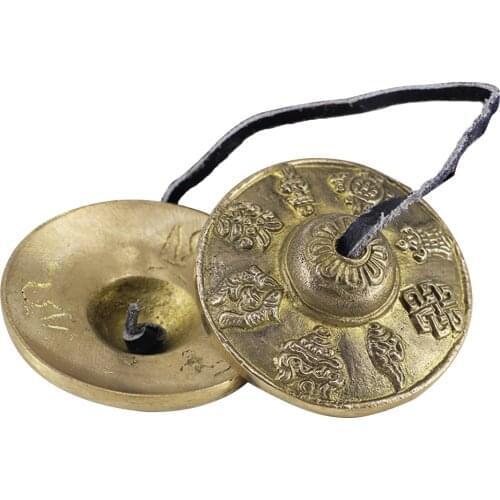 1 Pair Yoga Cymbals Brass Cymbal Bell Chimes Tibetan Buddhist Style Tingsha Meditation Yoga Accessory Instrument Cymbals Yoga