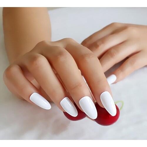 10 Sets/lot 24pcs/set Almond Nail Tips White Full Cover Stiletto Fake Nails Sharp Ending Acrylic Nails Pure False Nail Art Tips