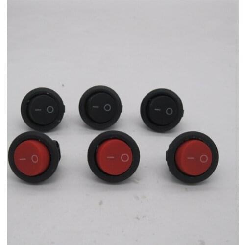 10pcs 23mm Diameter black red round Rocker Switch with 2 Pin NO/OFF,6.5A/250V AC 13A/125V AC KCD22-101