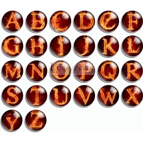 12mm 10mm 14mm 16mm 20mm 25mm 455 English Alphabet Mix Round Glass Cabochon Jewelry Finding 18mm Snap Button Charm Bracelet