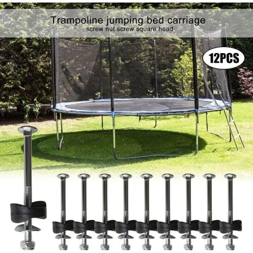 12pcs Black Trampoline Enclosure Pole Gap Spacers Metal Trampoline Part for Fixing the Trampoline Jump Stability LBE