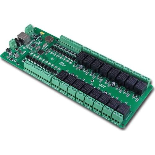 Industrial-grade 16-channel network relay module, time delay remote control TCPIP network switch 485 switch