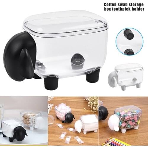 2021 Hot Cotton Swab Box Mini Plastic Toothpick Storage Cute Animal Shape Dust-Proof Household Desktop Organizer SSwell