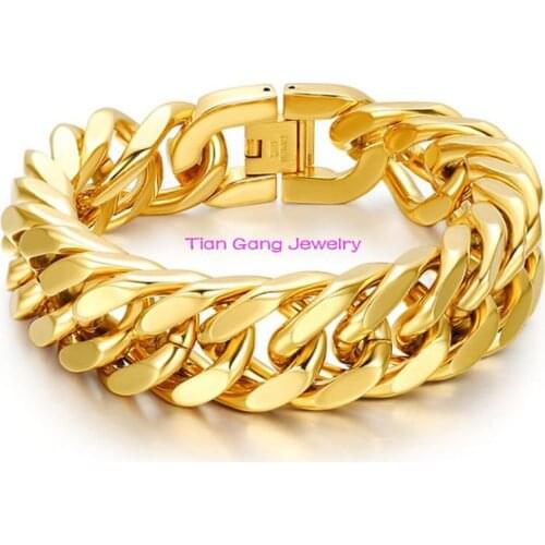 21cm*15mm Mens 316L Stainless Steel Gold Plating Bracelet High Quality Free Shipping Best Choice For Party Gifts