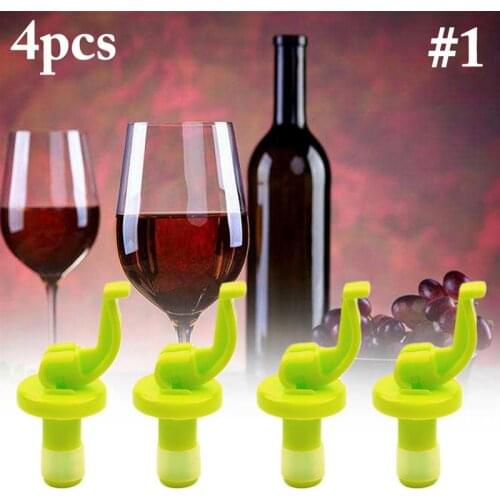 4PCS Leakproof Portable Wine Bottle Stopper Vacuum Red Wine Cap Sealer Fresh Keeper Bar Tools Bottle Cover Kitchen Accessories