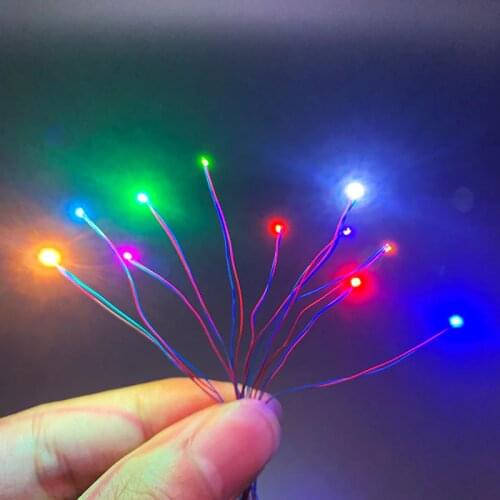 50pcs/lot 3V Pre-wired #0402 SMD LEDs,11 Colors available,30cm connection wires,hobby model kit/railroad/starship lighting