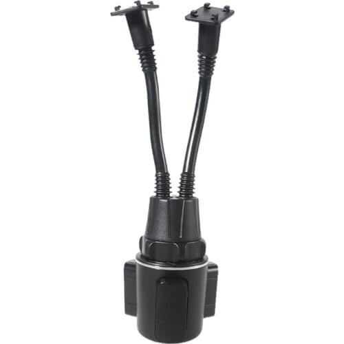 360 Degree Dual Phone Holder Adjustable Cup holder with Double Long Arm Cell Phone Holder for 4-7" Smartphone