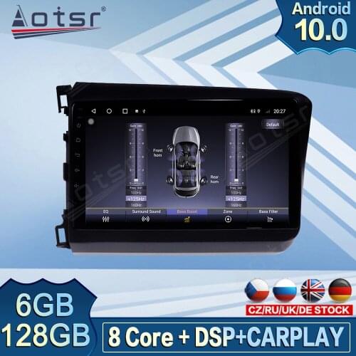 6GB 128GB Carplay For Honda Civic 2011 - 2015 Car Multimedia DVD Video Player Android Radio Recorder Car GPS Navigation Screen