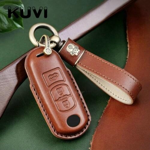 Genuine Leather Car Key Cover Case Skin Protective Shell Holder for Mazda 3 5 6 Axela Atenza CX-5 CX5 CX-7 CX-9 Smart Key