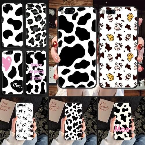 Cow pattern Black and white style Phone case For Xiaomi Mi Max Note 3 A2 A3 8 9 9T 10 Lite Pro Ultra black pretty coque painting