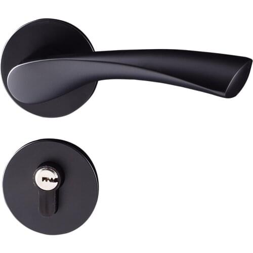 Black space aluminum treasure bedroom room rose handle interior wooden door lock handle on rose