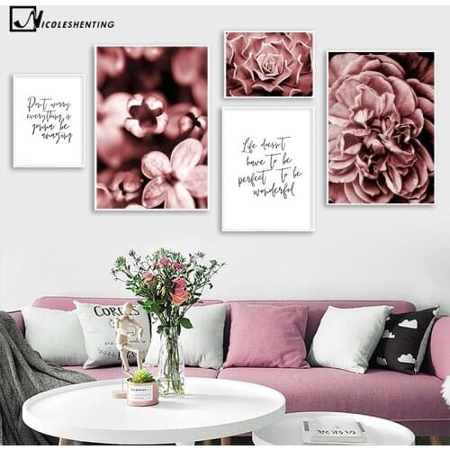 Flower Botanical Print Scandinavian Decoration Motivational Quote Canvas Poster Nordic Art Painting Wall Picture for Living Room