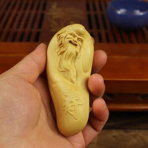 Boxwood carving, handgrip, wood craft gift, longevity, hand play, The God of longevity, The folk arts and crafts