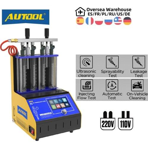 AUTOOL CT180 Intelligent Ultrasonic Injector Cleaner Fuel Injector Tester Cleaning Machine 4-Cylinders 110V 220V for GDI