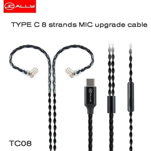JCALLY Silver Plated Upgrade Cable TYPE-C with MIC HIFI Sport Music Wire for KZ ZSX ZSN AS12 CCA TFZ MMCX 2 Pin 0.75/0.78 QDC