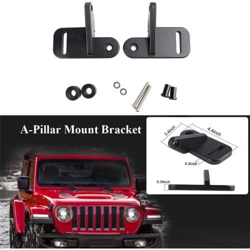 Quality Aluminum Pillar Mounting Spotlight Brackets for Jeep Wrangler JL Sahara Rubicon Sport Brackets 2018-2019 Car Accessories