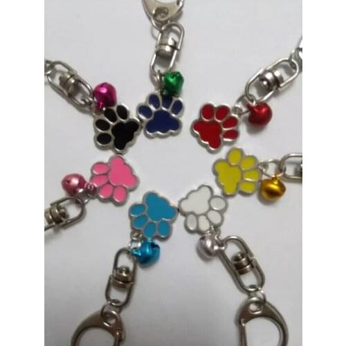 Drop of oil cat / dog paw&Color Bell Fashion Jewelry Vintage Charm key chain Fit DIY Pendant Keychain jewelry 10pcs D261
