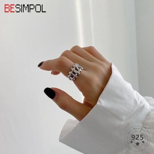 Besimpol 100% Real 925 Sterling Silver Rings Simple Irregular Braided Paw Open Ring For Women Fashion Fine Jewelry Unique Gifts