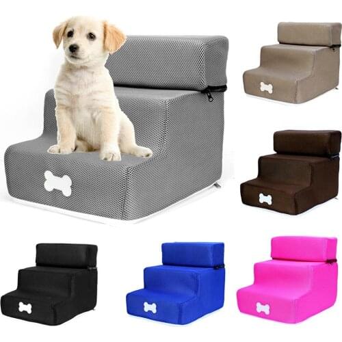 Pet Dog Stairs 3 Steps Ladder Small Dog House For Puppy Cat Pet Stairs Anti-slip Removable Puppy Dogs Bed Stairs Pet Supplies