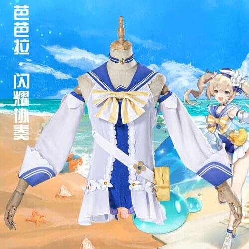 Hot Games Genshin Impact Barbara Cos Swimsuit Cosplay Sparkle Concerto Game Costume Summer Swimsuit Womens Full Suit