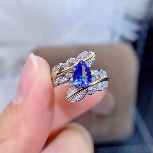 Best Gift Natural and Real Natural Real Tanzanite luxury ring ring Free shipping gemstone 925 sterling silver Fine jewelry