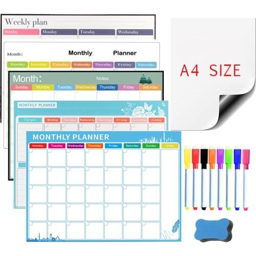 Magnetic Whiteboard Weekly Monthly Planner Calendar Dry Erase Fridge Board Message Memo Writing Drawing Kids Board Wall Stickers