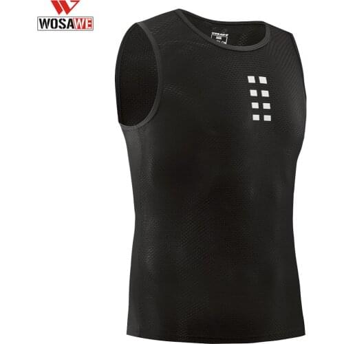 WOSAWE Compression Sleeveless Tank Tops Men Mesh High Flexibility Underwear Motorcycle Fitness Cycling Base Layer Shirts