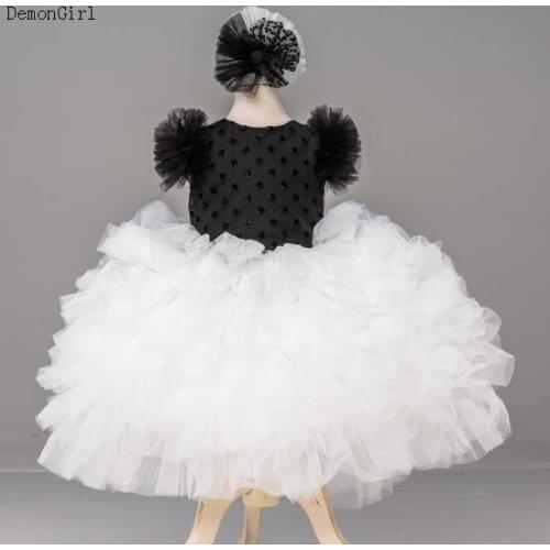 Lovely Girls Tutu Dress Baby Puffy Tulle Dots Top Headband Kids Birthday Party Dress Child Size 9M-12Y