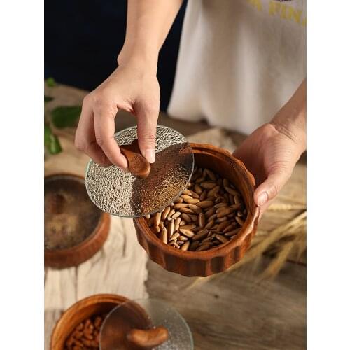 Myanmar teak handmade dried fruit box solid wood creative storage nut box whole wood with lid coffee bean candy wooden jar box