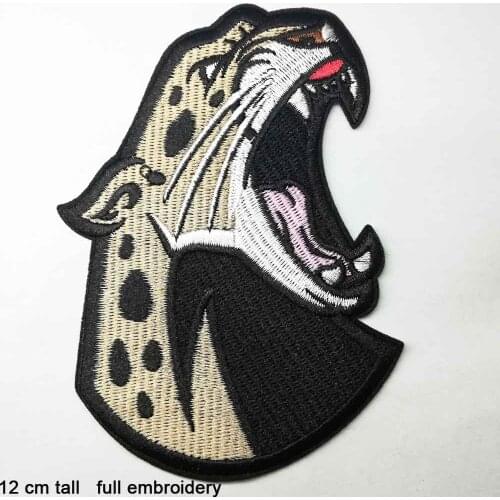 Big Size Cheetah Leopard Animal Full Embroidered Iron On Embroidered Clothes Patches For Clothing Stickers Garment Wholesale