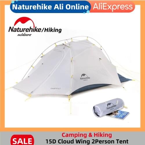 Naturehike Camping Tent 15D Cloud Wing Hiking 2 Person Tent 1.5kg Ultralight Stable Structure Outdoor Nature Hike Portable Tent