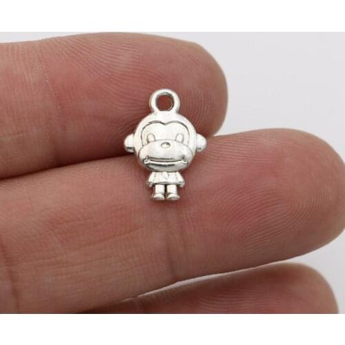 30pcs Antique Silver Plated Monkey Charm Pendants for Bracelet Jewelry Accessories Making DIY 15x11mm