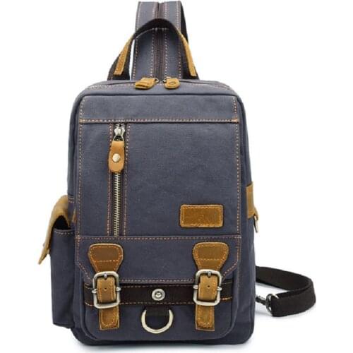 M296 Mini Girls Casual Canvas Leather Backpacks Vintage School Bags Young Travel Bag Women Mochila Leather Chest Pack Rucksack