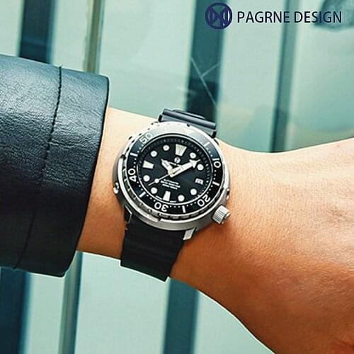 PAGRNE DESIGN 300M Diver Sports Mens Watch Stainless Steel Mechanical Clock NH35A Luxury Sapphire Automatic Watch Montre Homme