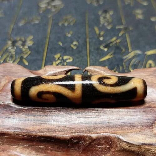 Tibetan amulet Special Totem 12*56mm Orange Red/Black Agate Dzi Beads Mens and Womens Jewelry DIY Free Shipping