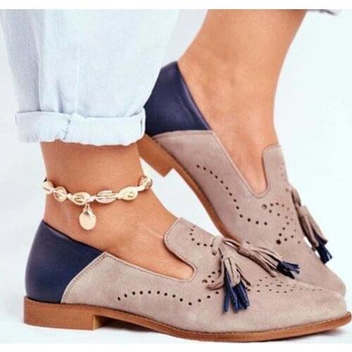 Akexiya Women Shoes Tassels Genuine Leather Sheepskin Pointed Toe Lady Flats Slip on Shoes Handmade Oxfords Mixed Colors 35-43