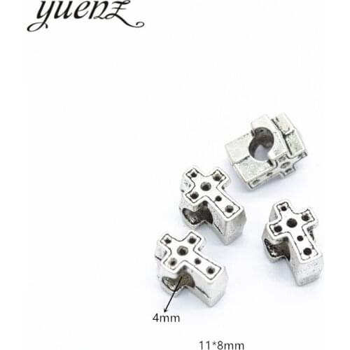 YuenZ 10pcs Antique Silver Color big hole cross Beads Spacers Beads Fit European Charm Jewelry Accessories DIY Findings R100