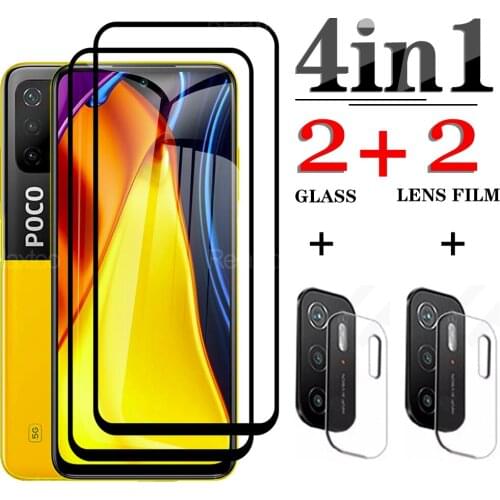 4in1 Camera Lens Tempered Glass for Xiaomi POCO M3 PRO X3 X3PRO NFC F3 Phone Glass for Poco x3 x m 3 M3 Pro f 3 Screen Protector