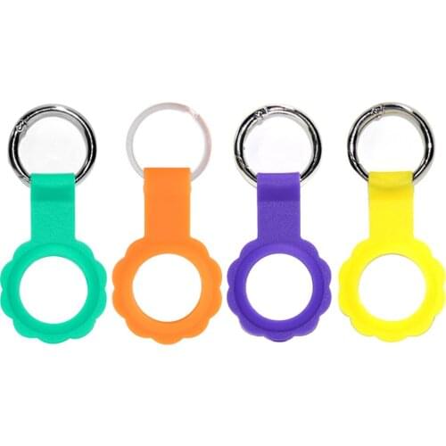 Tracker Protective Case Silicone Case for AirTag Phone Finder, Anti-Scratch Protective Skin Cover with Keychain, Green Orange